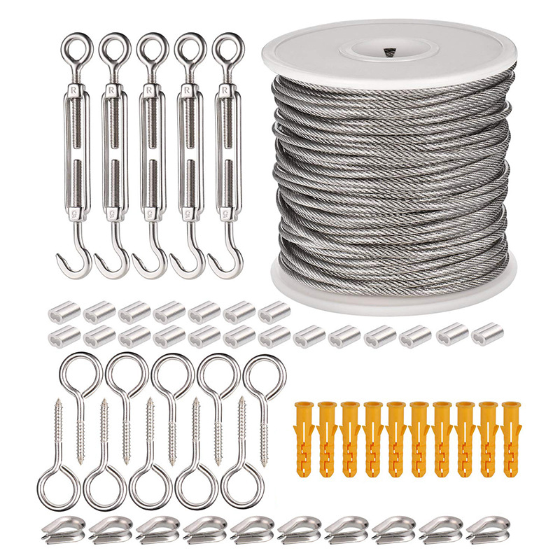 1 Set 15/30 M Multifunctional Wire Rope Kit Stainless Steel Cable Tent Cord Hanging Clothesline Outdoor Cable Guardrail Ropes: Clear