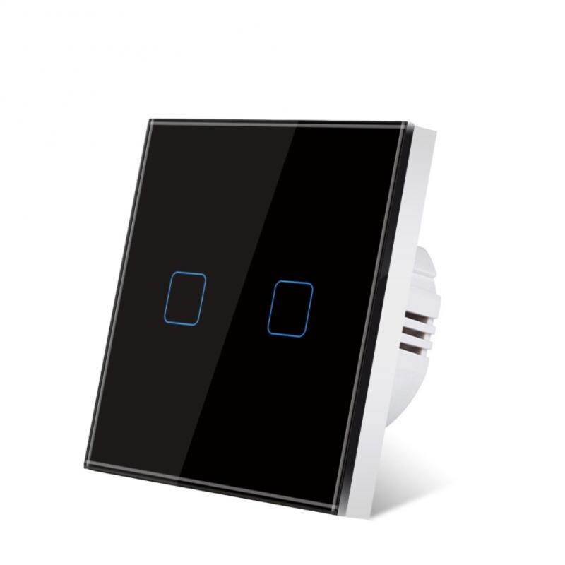 AUBESS 1 2 3 Gang EU Touch Switch LED Backlight Panel Tempered Crystal Glass Wall Light Sensory AC100-240V Switches Interruptor: black white two