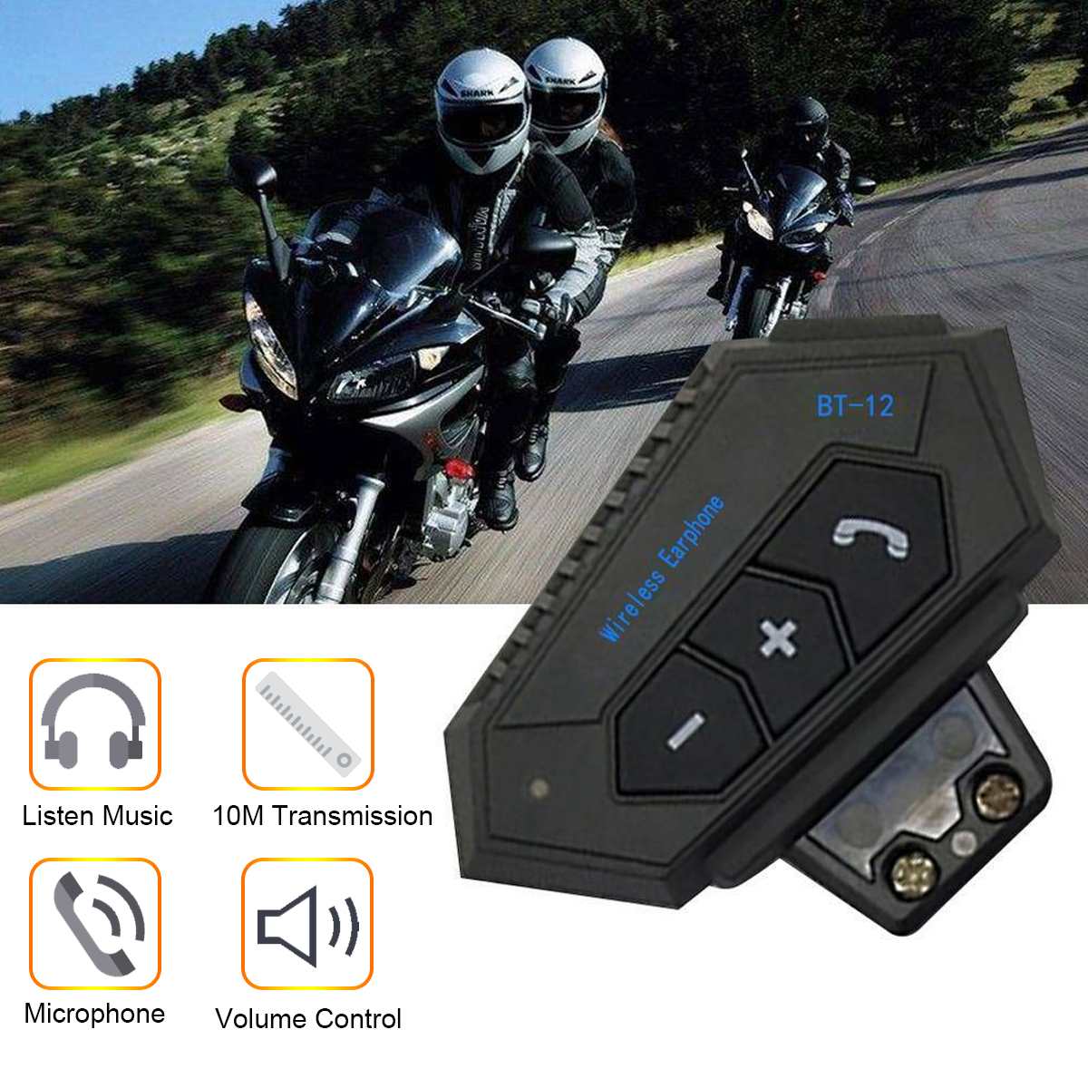 Waterproof Motorcycle Helmet Headset Wireless Bluetooth Headphone