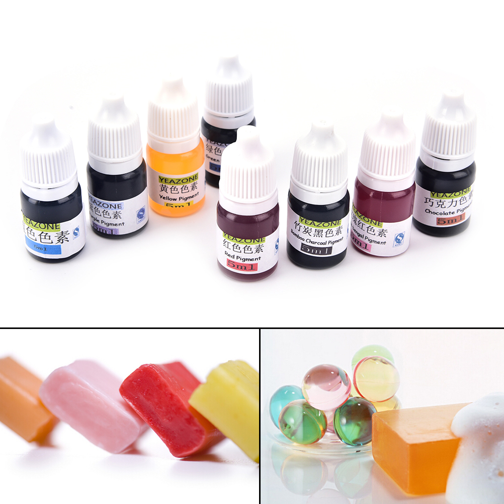5ml pigment håndlavede sæbefarvestof pigmenter håndlavede sæbebasefarver flydende pigment 8 farver farvestof værktøjssæt materialer