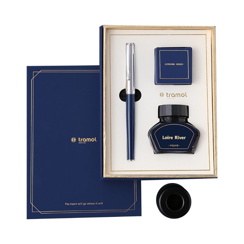 Vintage Business Fountain Pen Signature Calligraphy with Ink Pen Holder Box: YELLOW