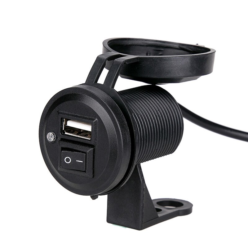 12V 24V USB Waterproof Motorcycle Switch Socket Motorbike Charger 5V 2.1A Cigarette Lighter Adapter for Mobile Phone
