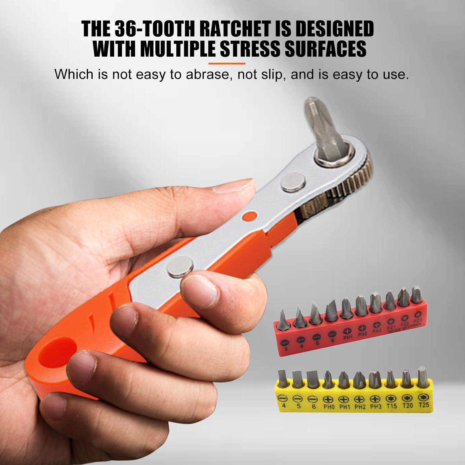 Drive Sockets with Reversible 36 Tooth Ratchet Wrench for Repair not easy to abrase not slip convenient simple magnetic inside