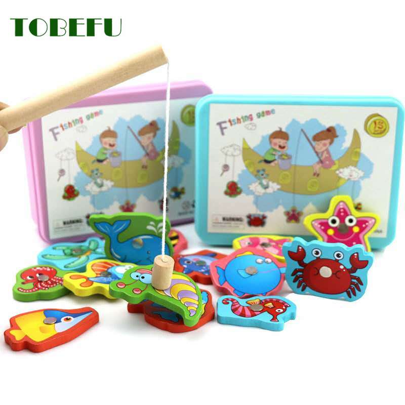 Kinderen Baby Educatief Speelgoed Ijzeren Doos Vissen Houten Spel Set Speelgoed Cognitie Magnetische Speelgoed Set Kinderen