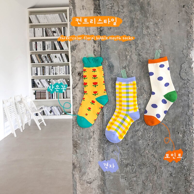 3 Pairs Kids Baby Peuter Meisje Kniehoge Sokken Stroken Kinderen Katoen Lange Sokken: lt orange / 1-3y