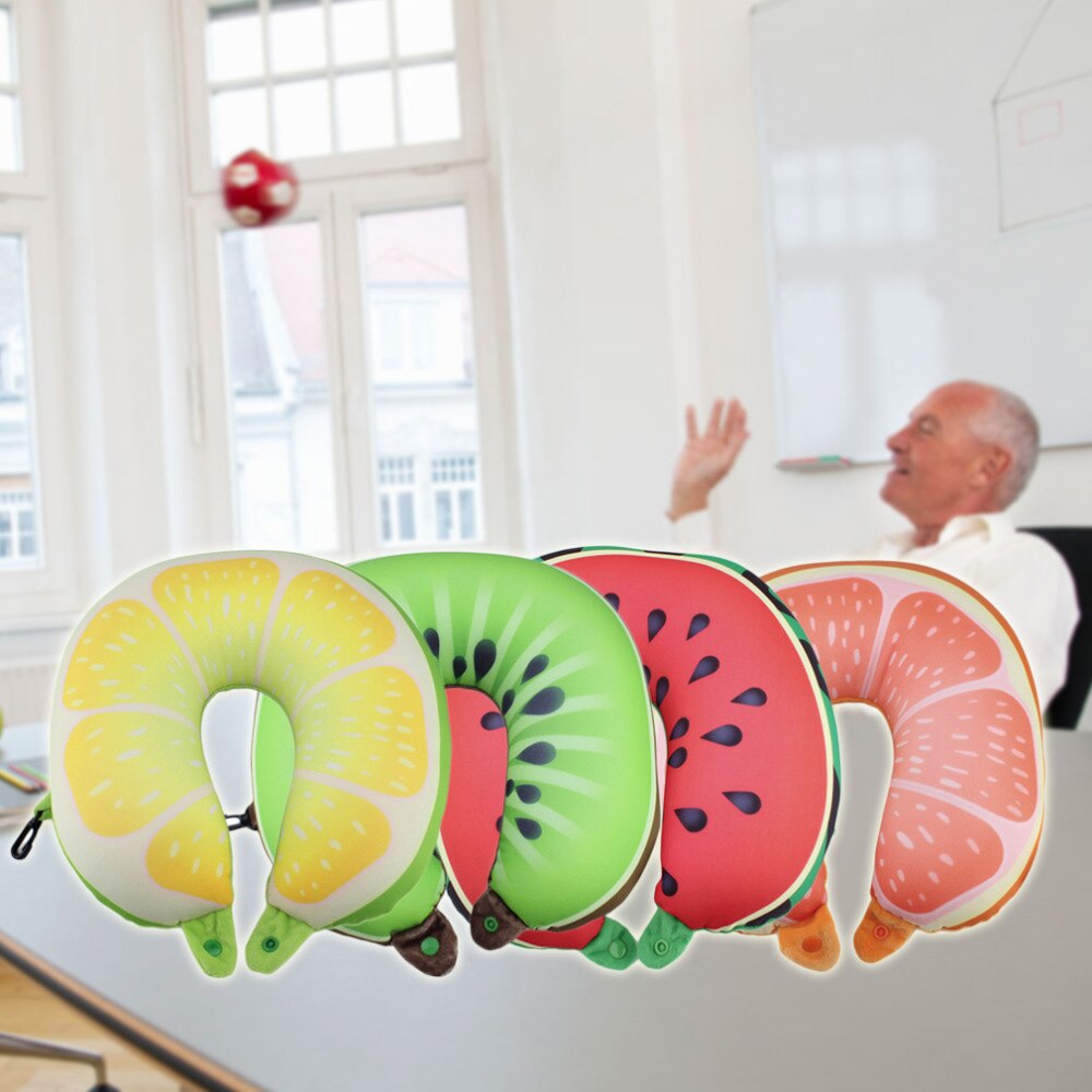 30Cm Fruit U Vormige Zachte Schuim Deeltjes Kussen Kussen Nanodeeltjes Nekkussen Auto Reizen Kussen