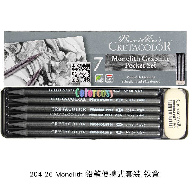 CRETACOLOR Nero Deep Black Pocket Pencil Set. Charcoal Pocket Pencil Set. Graphite Pocket Set. Oil Pencil Pocket Set.