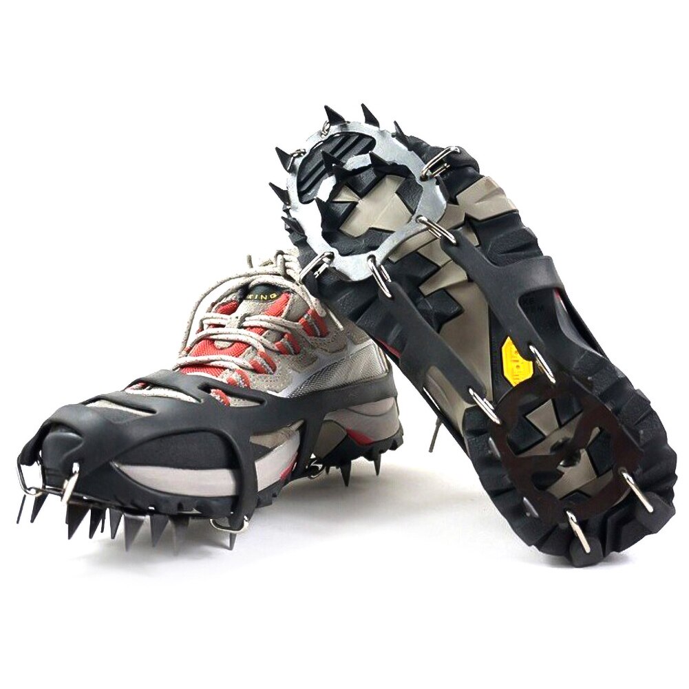 1 Pair 18 Teeth Anti-Slip Ice Snow Grips Shoe Boot Traction Cleat Spikes Crampon Ice Gripper