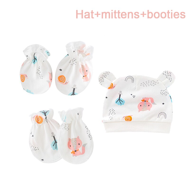 3 stücke Neugeborenen Jungen Mädchen Zubehör Baumwolle Baby einstellen-Hütte Booties und Fäustlinge: Rosa