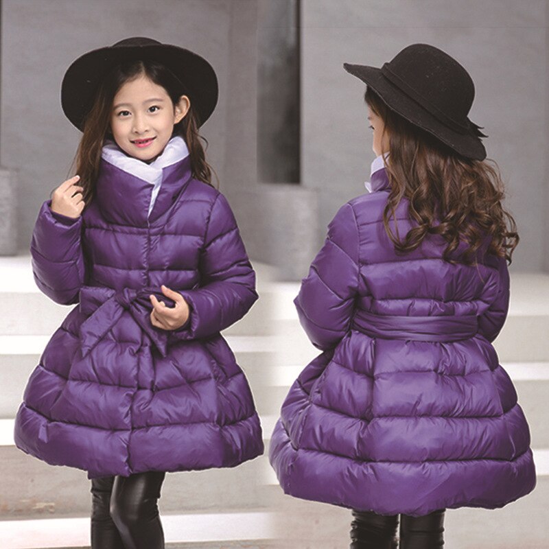 Girl Winter Jacket Turtleneck Coats Manteau Fille Hiver Girls Winter Coat 7WT018: Purple / 6T