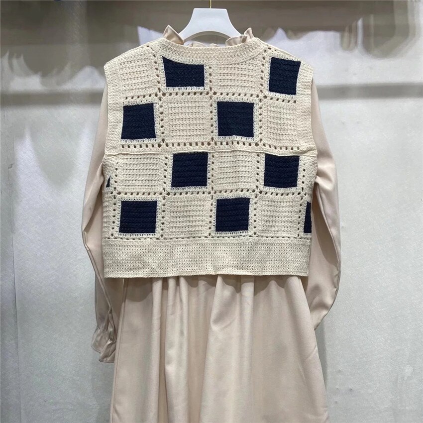 Chaleco de ganchillo Vintage bohemio Para Mujer, chaleco sin mangas con bordado Floral, suéter de punto, Chaleco de punto Para Mujer