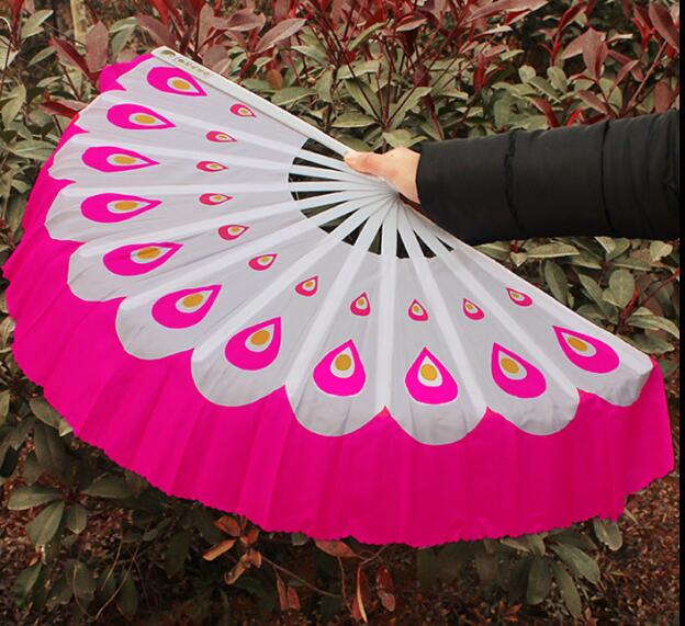 Dai dansekostume tilbehør mulan påfugl fan slør plastikhåndtag 1 par= 2 stk kongeblå: Rose / 2 stk højre hånd