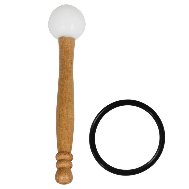 Crystal Singing Bowl, Wooden Handle Rubber Beater Hand Percussion Meditation Sound Bowl Accessory