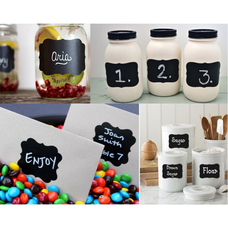 48 Pcs Cups Glass Bottle Stickers Blackboard Sticker Kitchen Craft Stickers Jar Oraganizer Can Labels Mark Sticker Canister Set