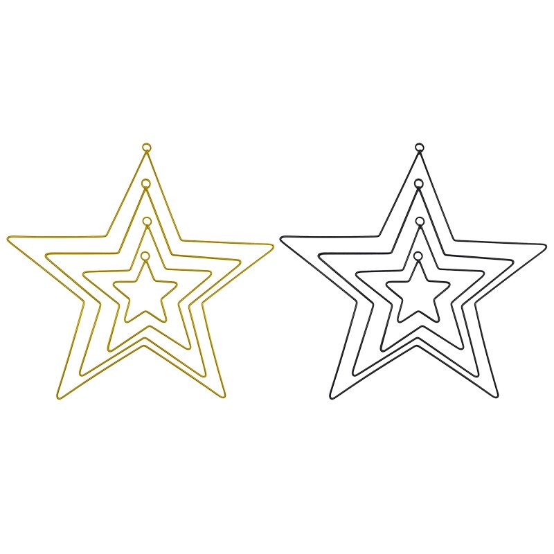 Anneaux en fer forgé avec cadre de couronne d&#39;étoiles en fil métallique, anneaux en macramé pour capteur de rêves fait à la main, de nouvel an, Q84D