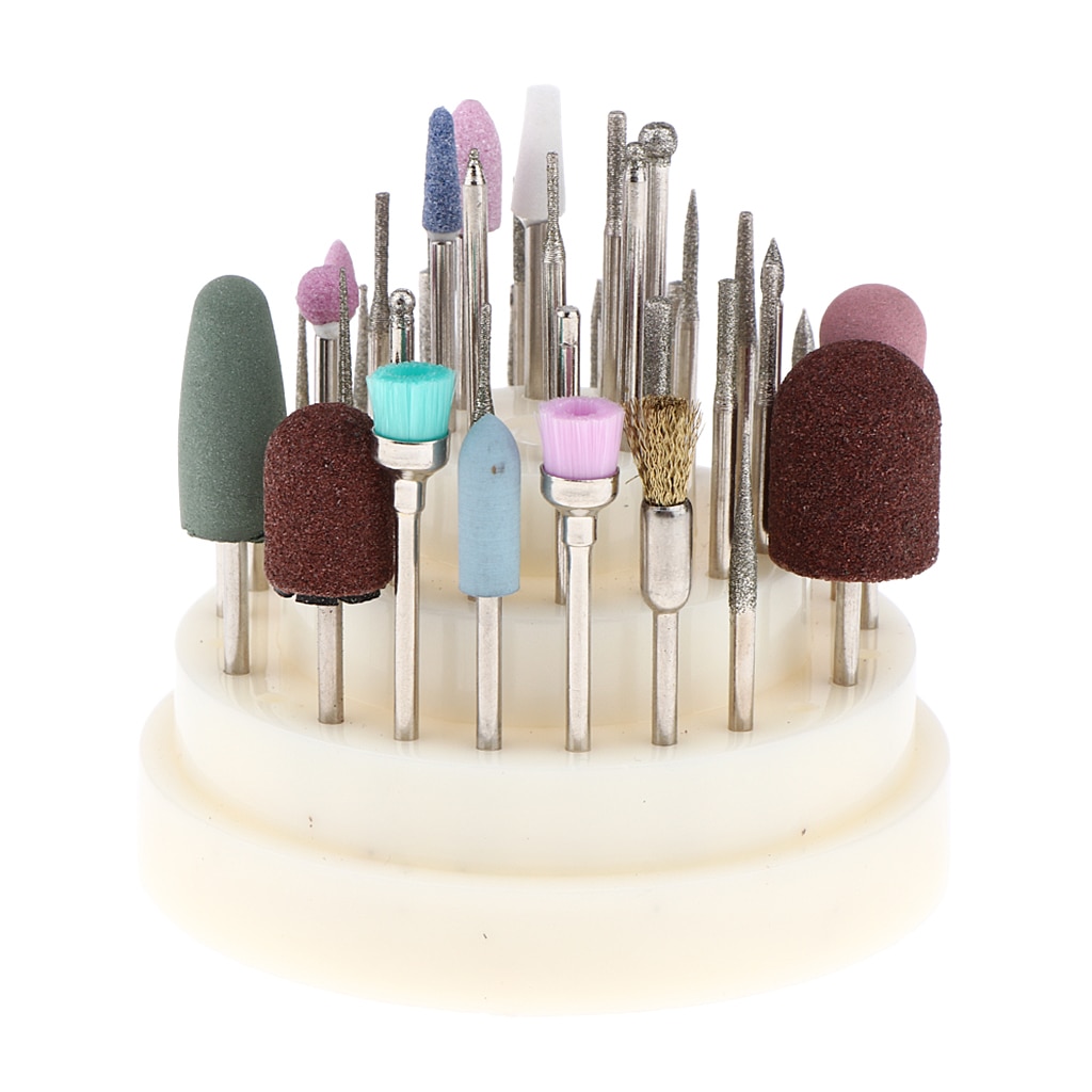 3/32 Shank Alloy &amp; Tungsten Steel Nail Drill Bits Manicure Drill Bits with Cleaning Brush 45pcs Mixed Kit