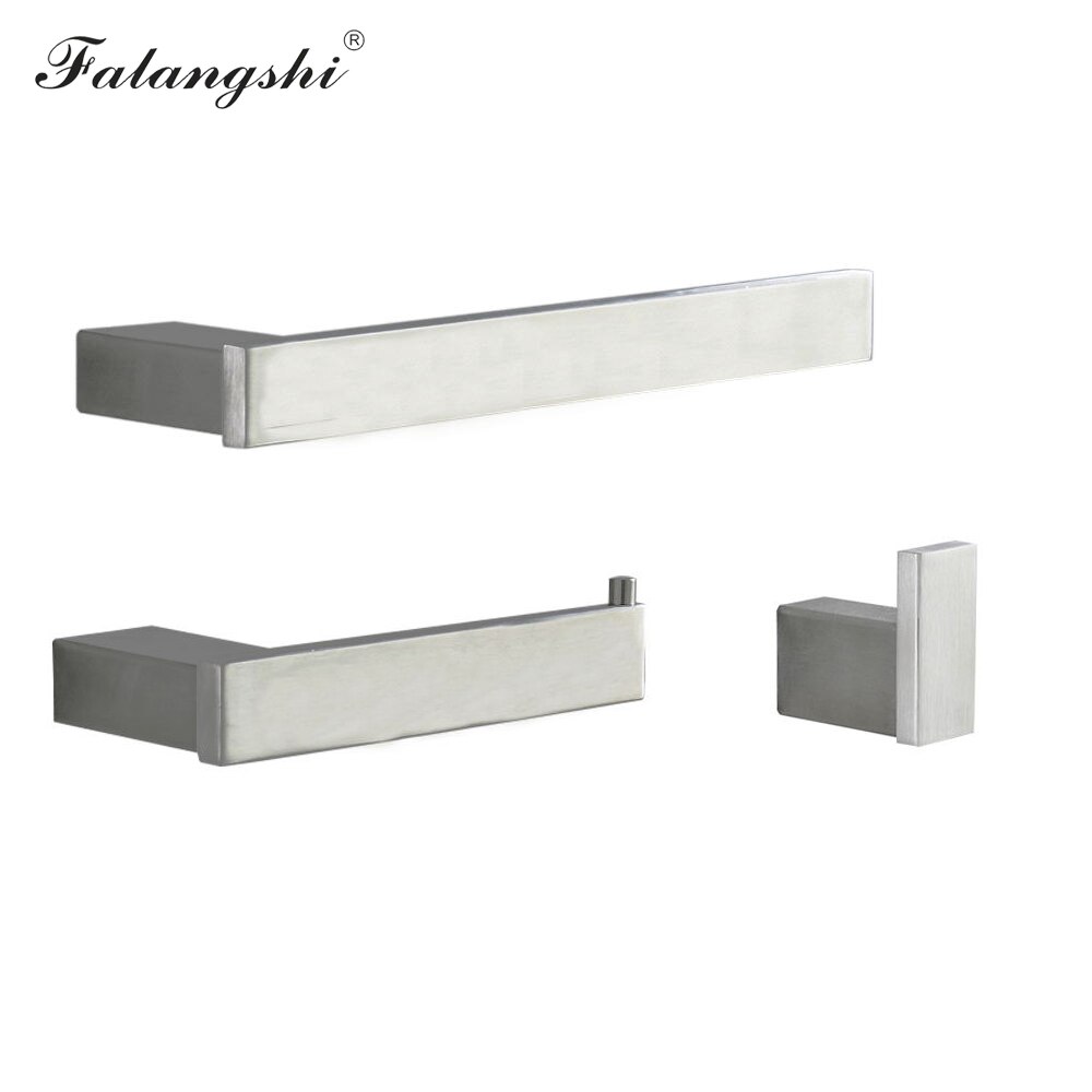 Brushed Bathroom Hardware Set 304 Stainless Steel Robe Hook Paper Holder Towel Bar Wall Mounted Bathroom Accessories WB8852: 3 Pcs Set