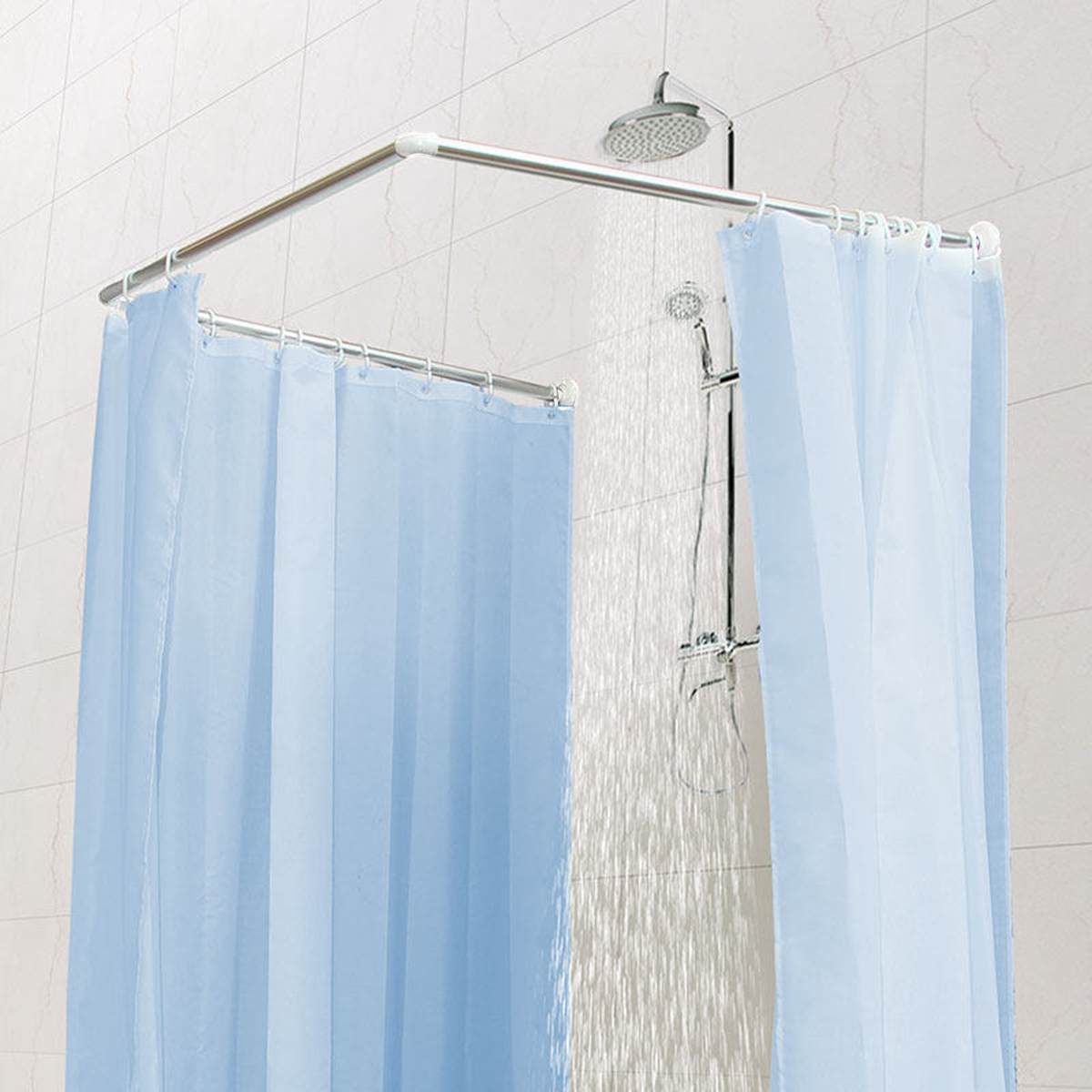 90*90*90cm U Shape Bathroom Shower Curtain Rods Stainless Steel/Aluminum Alloy Adjustable Bathroom Curtain Pole Bar Rail Rod