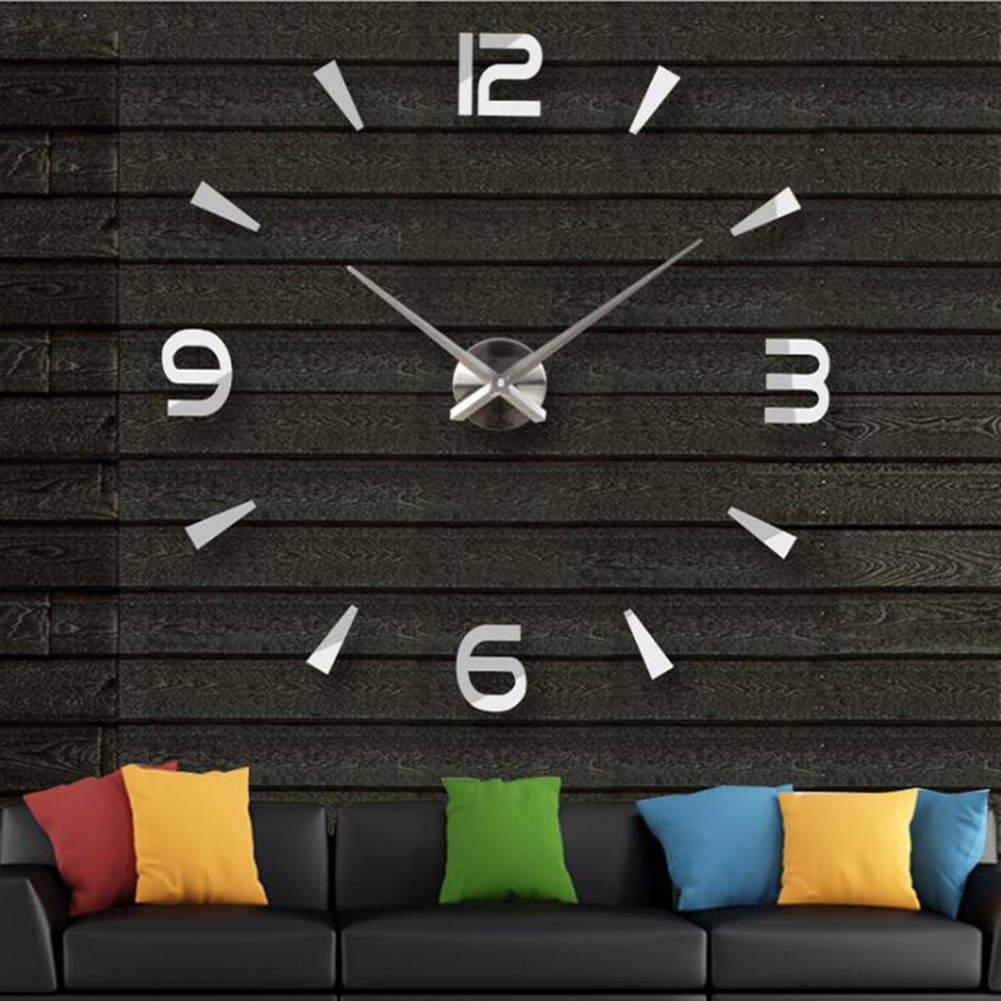 Relógio de parede moderno de 27 "~ 47", para decoração de sala de estar, sem moldura, faça você mesmo, com número de espelho, adesivo para decoração de quarto de casa