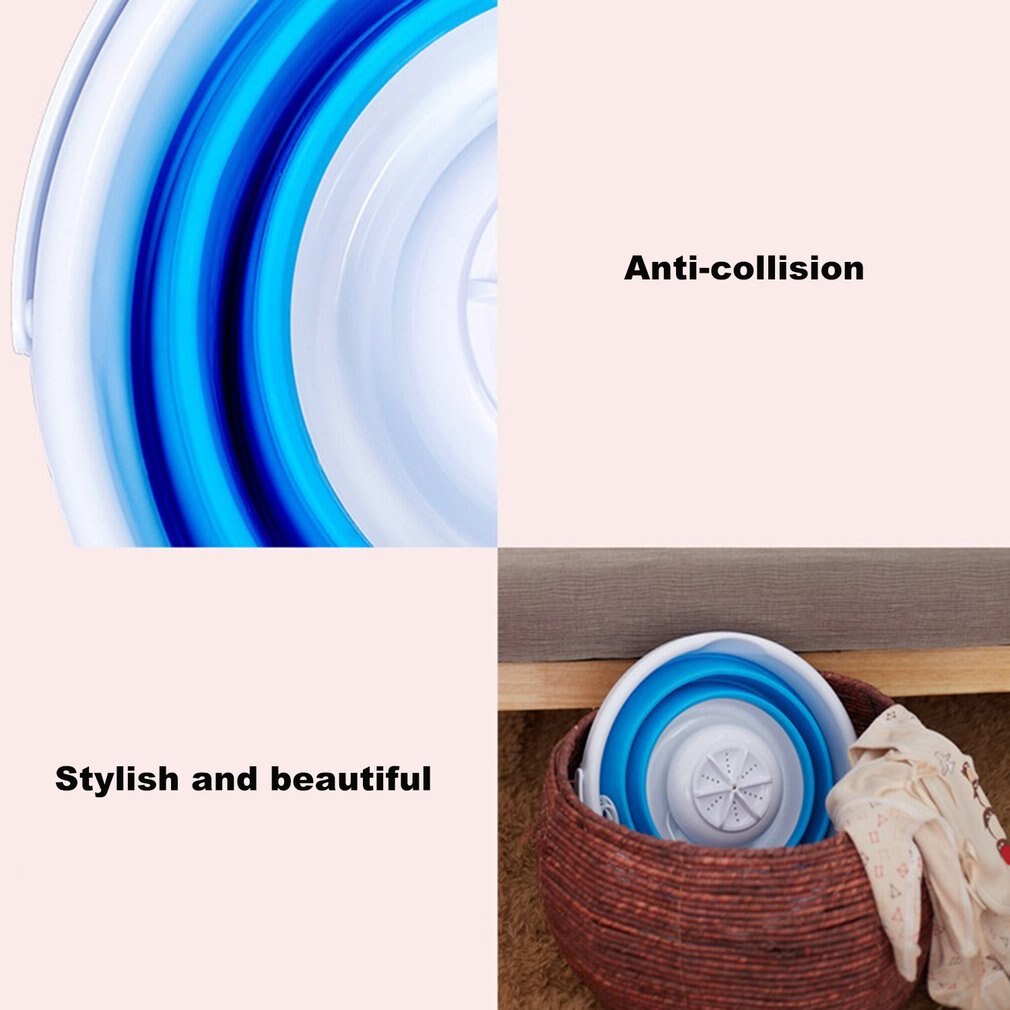 Old-tub Mini Washing Machine Ultrasonic Cleaning Small Portable Washer USB Dormitory Mini Laundry Machine Folding Laundry Tub