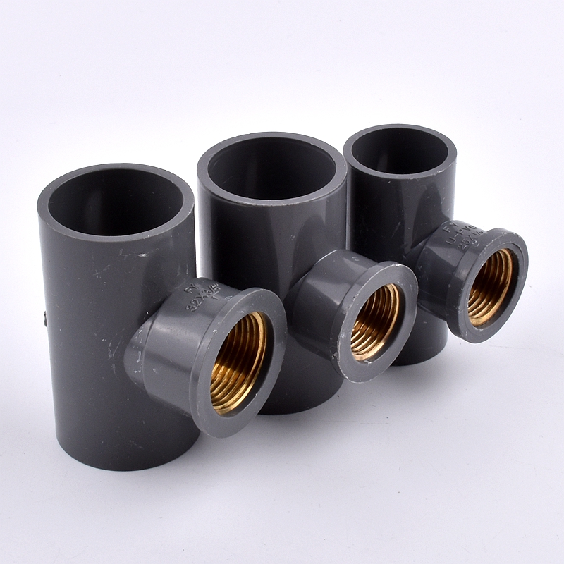 1-3Pcs 20 ~ 32Mm Tot 1/2 ~ 1 Inch Grey Pvc Pijp Connector Koperen Binnendraad tee Tuin Irrigatie Water Water Voeding Buis Gewrichten