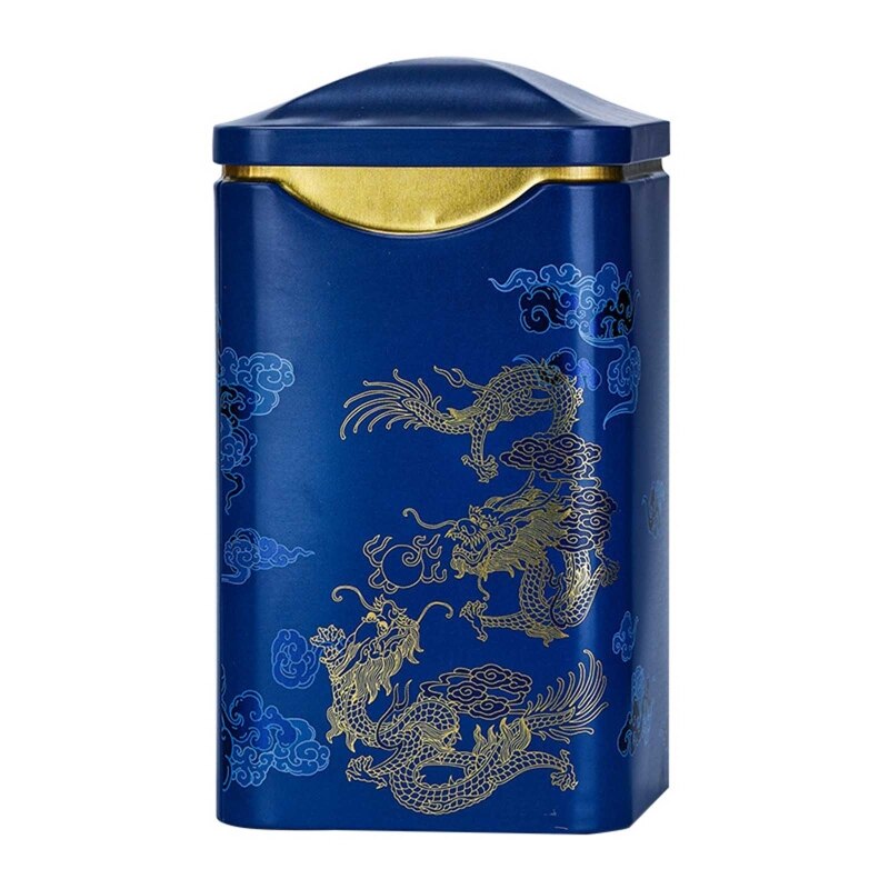 Latas vacías de hojalata de Metal, contenedor de almacenamiento para té, café, hierbas, dulces, Chocolate, azúcar, especias, aperitivos, envases para té: Blue