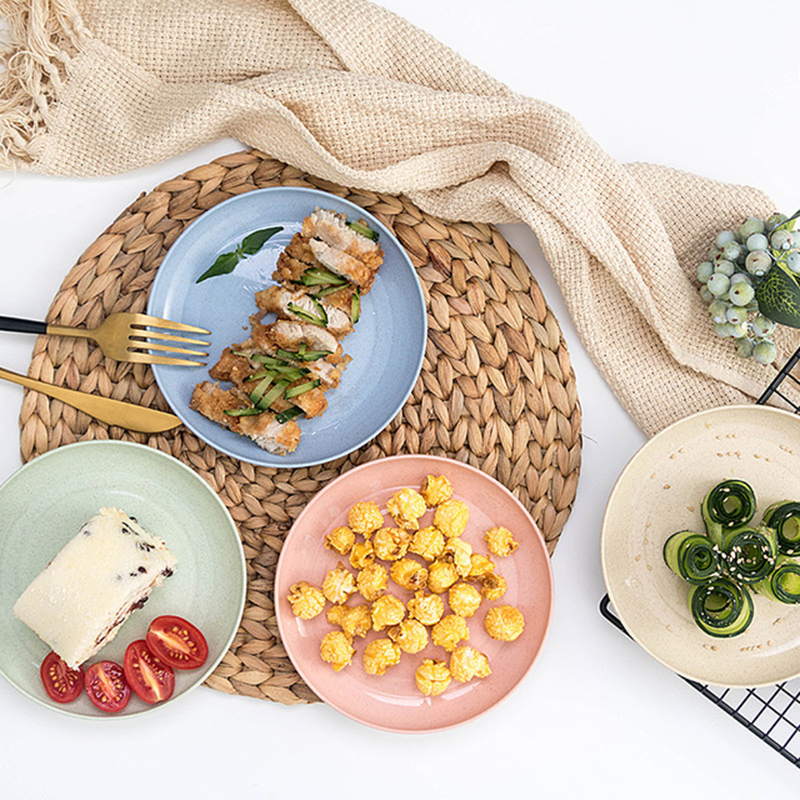 Snacks melon frø tallerken hvede halm tallerken snack tallerken rund fad dessert dekoration fad porcelæn