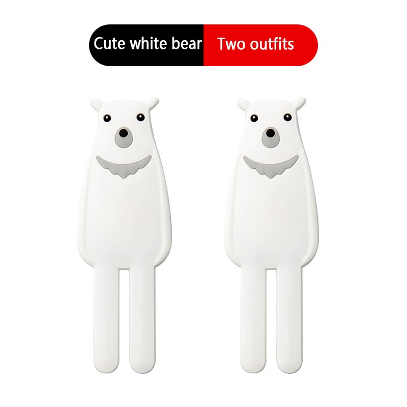 2 stuks haaksleutel wandhaak butler decoratie op keukenmuur sleutelhanger muur naadloze spijkervrije geperforeerde hanger keuken sticker haak: Schattige witte beer