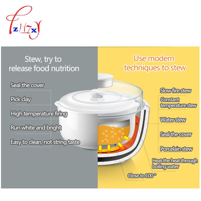 Household 1.2L Automatic porridge pot Electric Cookers Slow Cooker 220V Mini Casserole Cooker Electric Stoves DDZ-A12A1 1pc