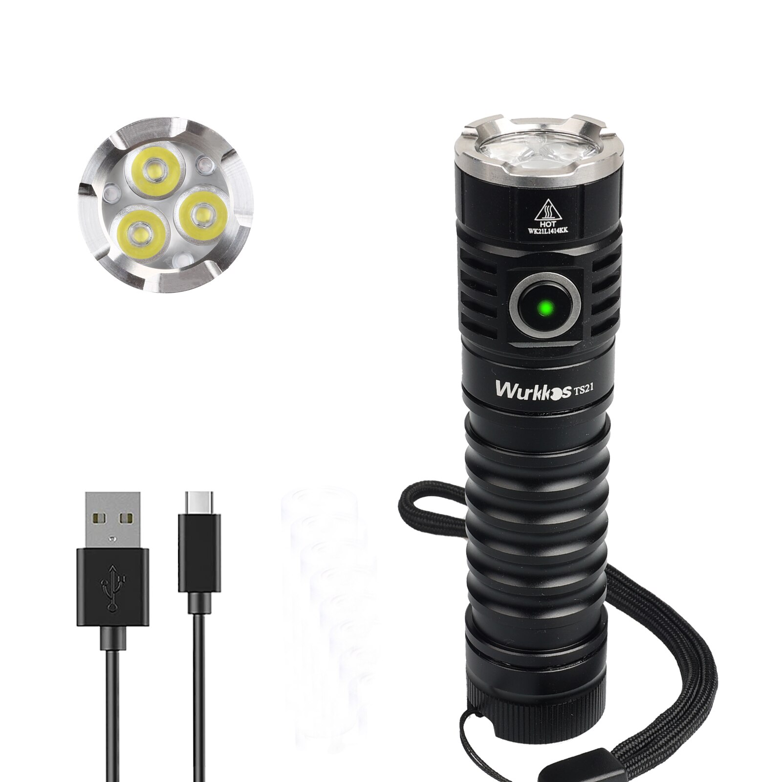 Wurkkos TS21 Led Torches USB C Rechargeable 21700 ... – Vicedeal