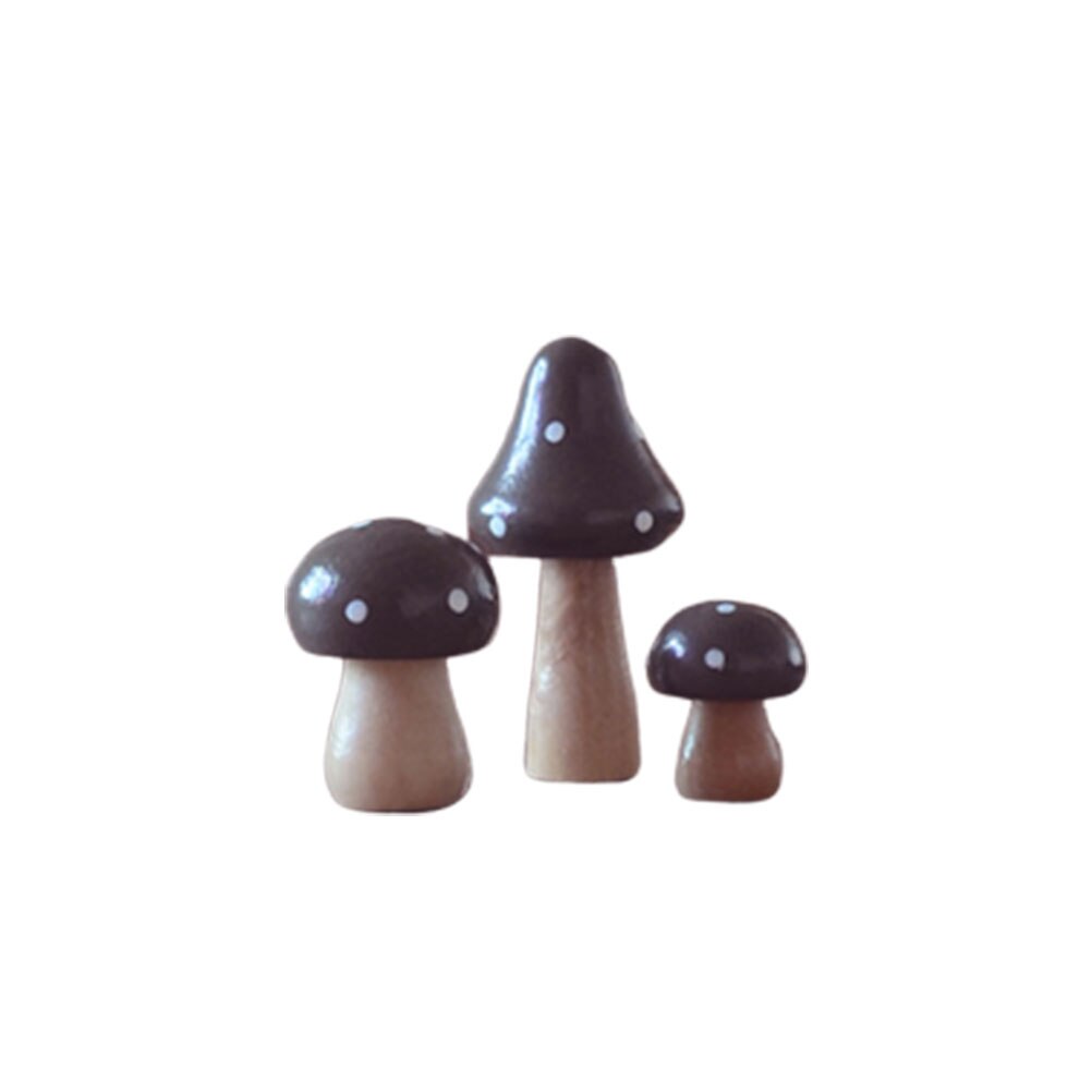 3 pièces simulées champignon Portable attrayant Durable parure de bureau artificielle champignon Sculpture en bois: Kaki foncé