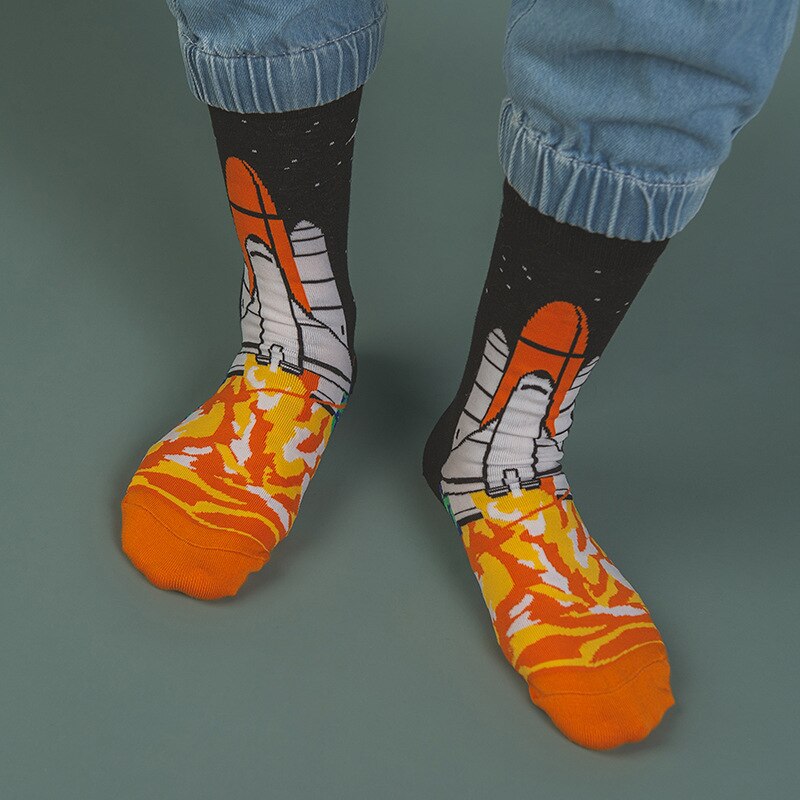autumn and winter outer space socks 1 cotton socks couple tube socks cartoon alien socks