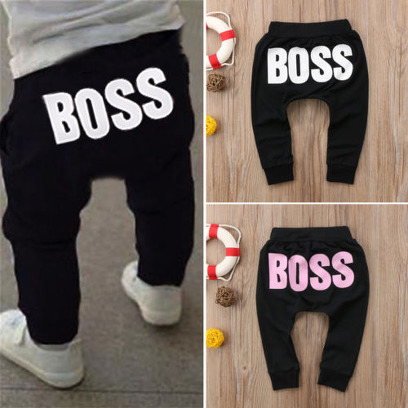 Baby Boys Girls Pants Cotton Trousers Letter BOSS Printed Harem Pants Casual Trousers Infant Clothes