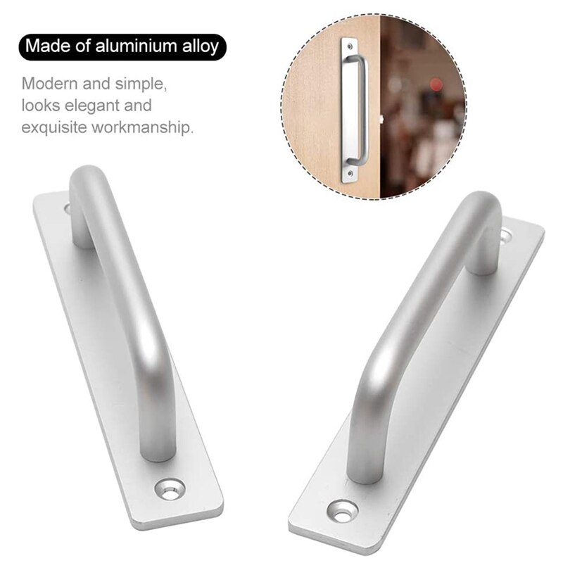 2PCS Silver Door Handle Aluminum Alloy Sliding Barn Door Handle for Gate Cabinet Cupboard Barn Shed Door Handles