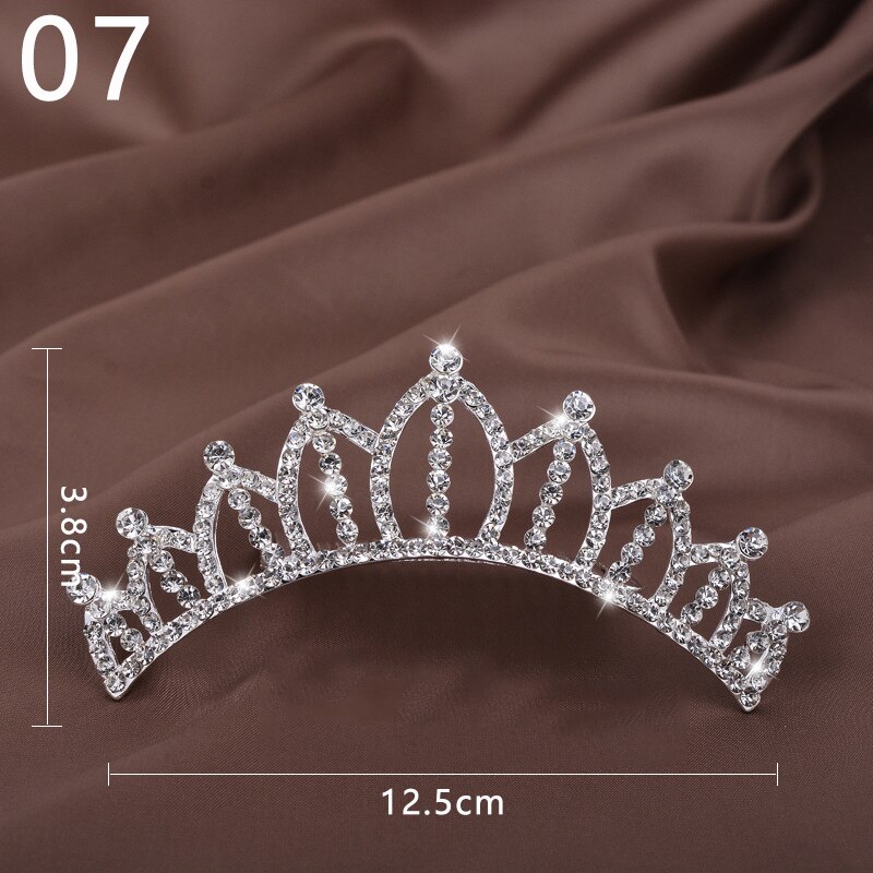 Prinzessin Krone für Mädchen Zeigen Braut Krone Tiara Diadem Silber Farbe Kristall Blumen Hochzeit Braut Haar Zubehör Kopf Schmuck: 7