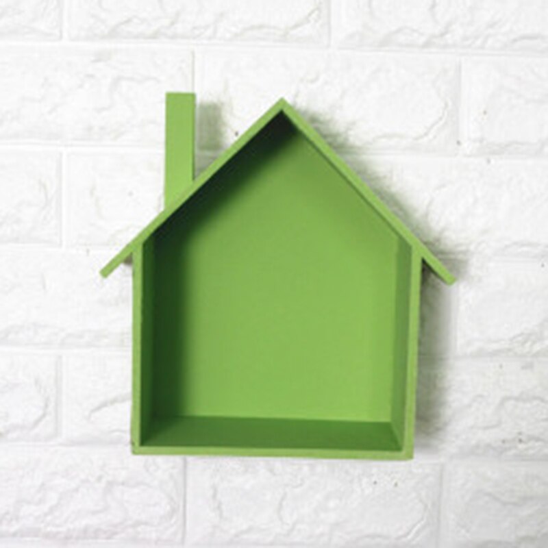 Scandinavische Stijl Houten Retro Dorp Kleine Huis Opknoping Plank Thuis Wall Decor Multifunctionele Plank PI669: green