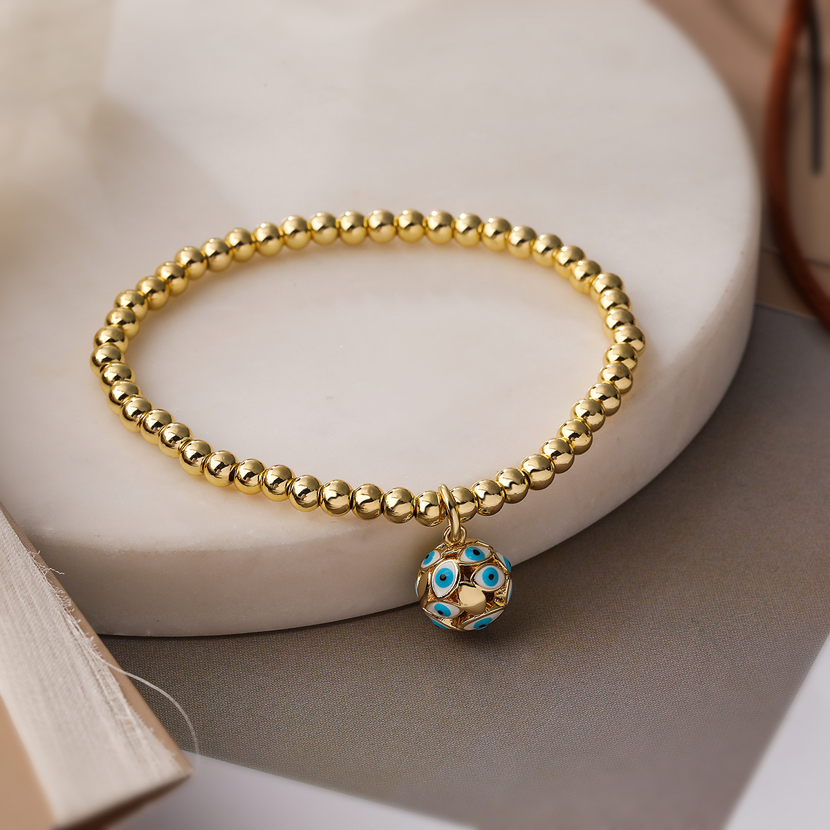 Kleurrijke Zirkoon Turkse Evil Eye Armbanden Bohemian Olie Druipen Hanger Armbanden Dating Sieraden: Licht Geel Kleur