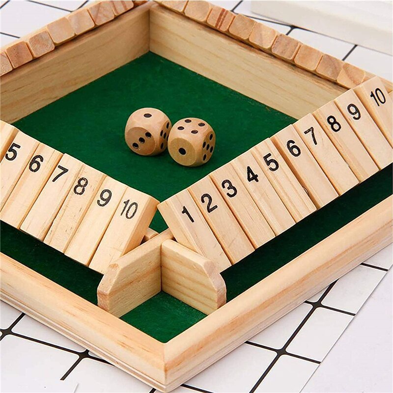 Fechado a caixa de dados jogo de tabuleiro tradicional quatro lados de madeira 10 números dados jogos conjunto festa família jogos para crianças adultas brinquedo engraçado