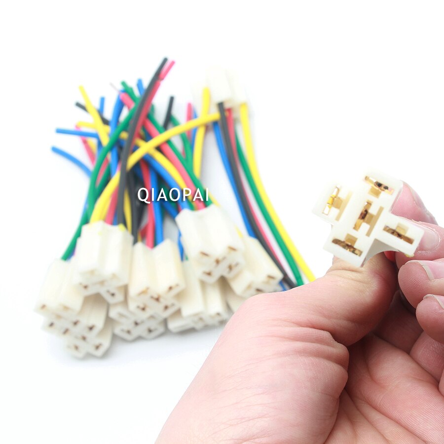 10pcs Universal 5 Pin Relay Socket Copper Wire Refit Auto Light GPS Horn Fan Socket for Car Motorcycle Boat Train Harness Relay