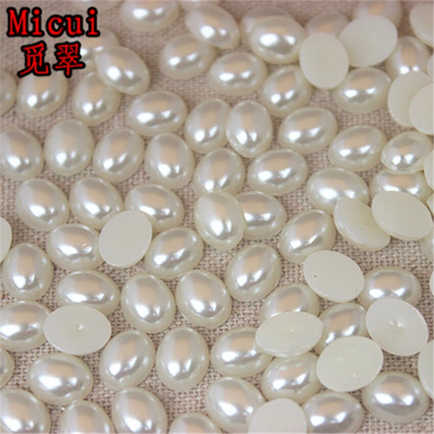 Micui 6*8/8*10/10*14/mm Ovale Parel Kralen ABS Half Parels plaksteen Scrapbooking Bead Voor Sieraden Maken Kleding Decoratie SM211