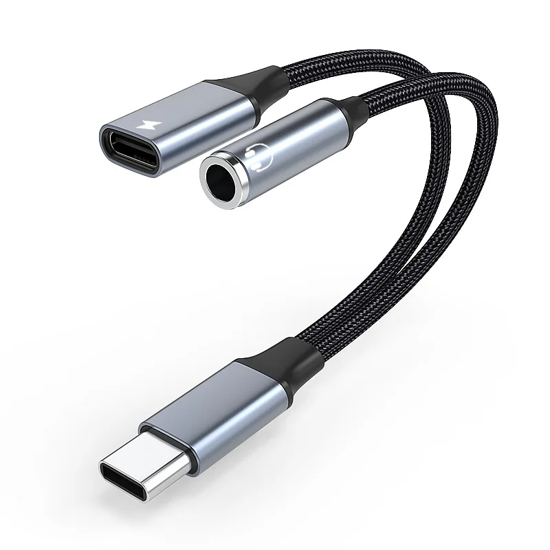 2-in-1 USB C auf 3,5 mm Kopfhörer- und Ladegerät-Adapter, USB C PD 3.0-Anschluss auf Aux-Audio-Buchse, Schnelllade-Dongle-Kabel: green