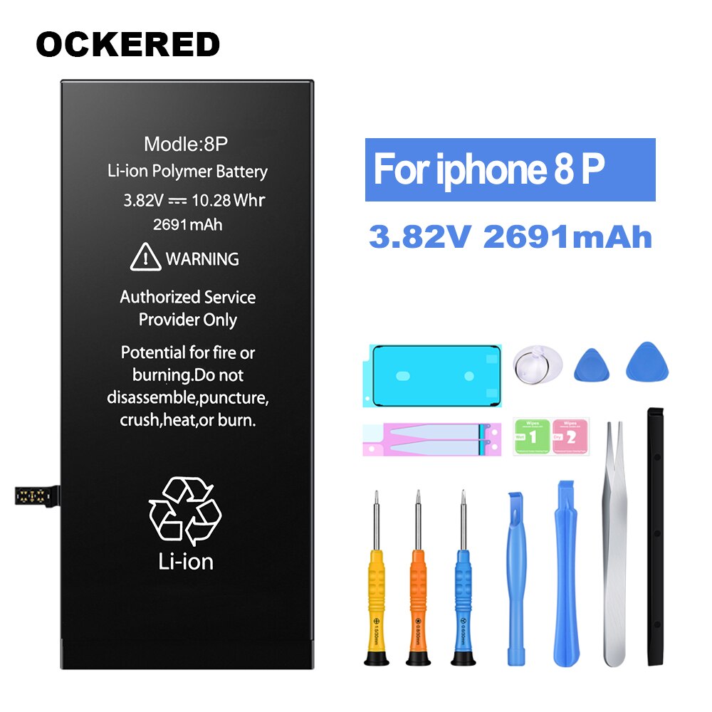 Ockered Batterie Für iPhone 6 6s 5s SE Original Kapazität Bateria Ersatz Batterie Für iPhone 7 8 6SP plus Mit Kostenlose Tools: for iphone8P 2691mAh