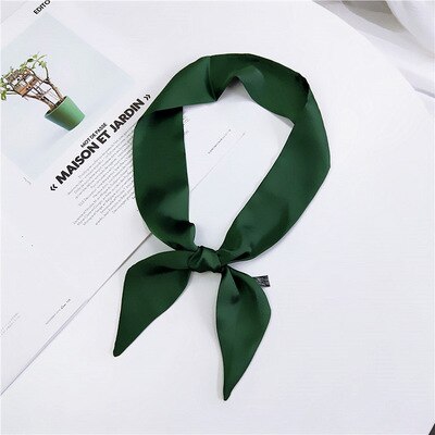 Petit foulard en soie de couleur unie pour femmes, 90x5cm, ruban de poignet tout assorti pour sac à main enveloppé: 9