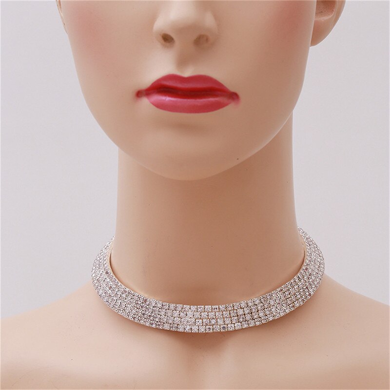 Mode Vrouwen Draaimomenten Crystal Rhinestone Kraag Ketting Choker Kettingen Bruiloft Verjaardag Sieraden 450137