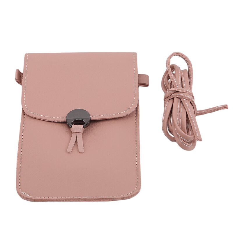 Women Screen Mobile Phone Bag Mini Messenger Bags Lady Handbag Purses Small Phone Bag: Light Pink