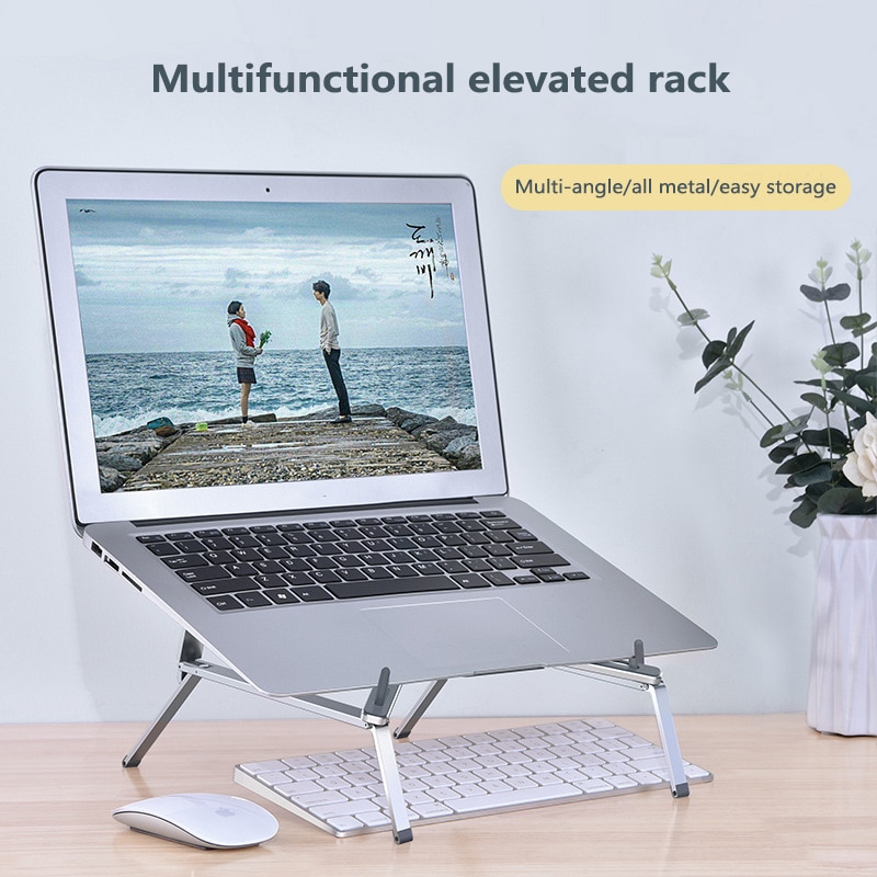 1Pc Aluminium Laptop Tablet Stand Houder Opvouwbaar Verstelbare Draagbare Desktop Houder Mounts Pak Voor 11-17 Inch Laptop en Tablet