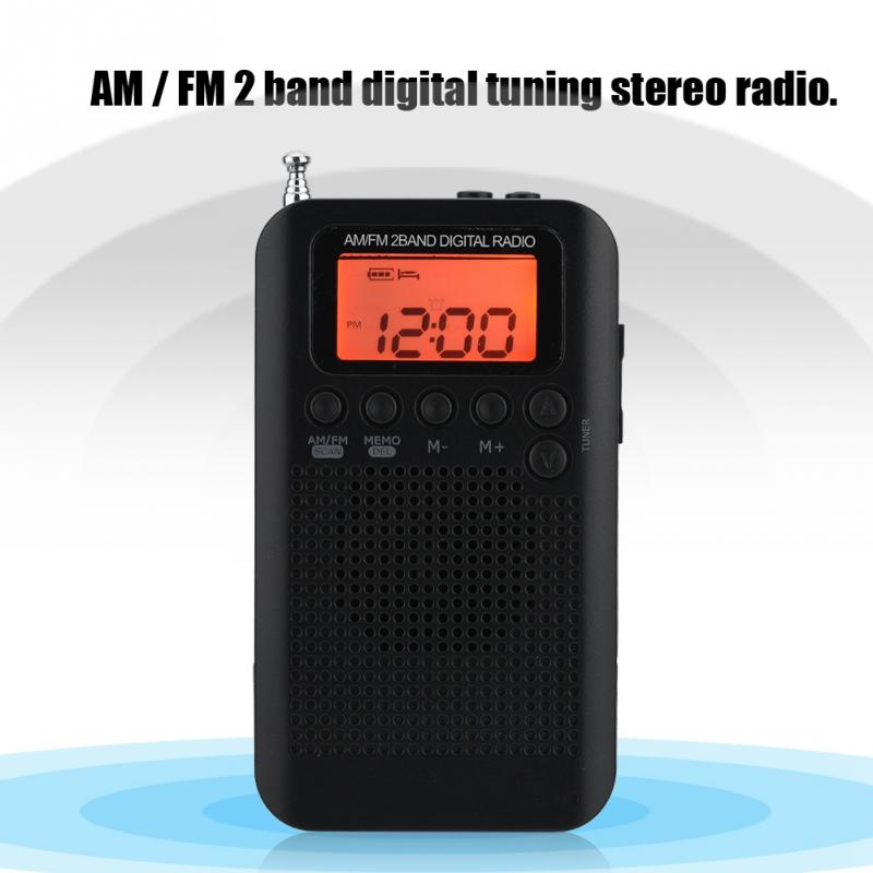 Digital Pocket Radio Portable AM/FM Digital Tuning Radio Dual Band Stereo Mini Radio 3.5mm Headphone Jack LCD Display Screen