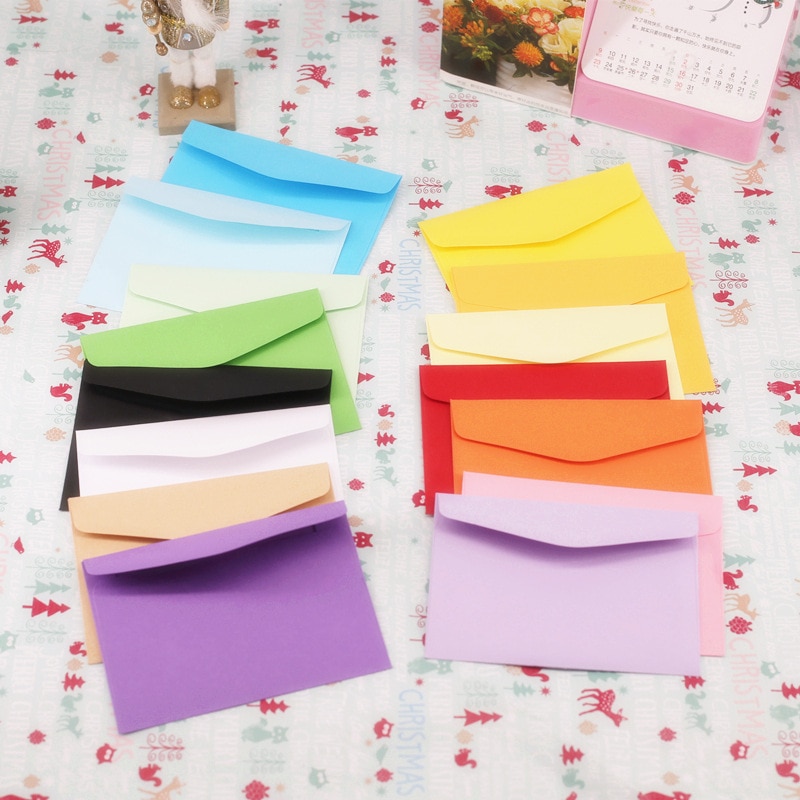 Coloffice 10 pièces/ensemble bonbons couleur jolie enveloppe banque carte de membre sac de rangement blanc petit enveloppe école fournitures de bureau