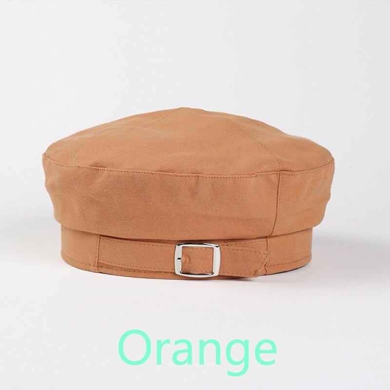 Boina de verano para mujer, día fino de verano, 100 pieza de gorro Octagonal negro, sombrero de pintor de arte Retro británico: Naranja