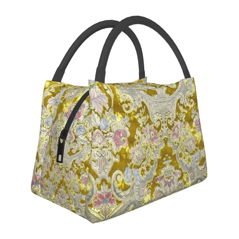 Queen Of Absolutely Everything Gold Baroque Insulated Lunch Bags for School Office Leakproof Cooler Thermal Bento Box Women: army green